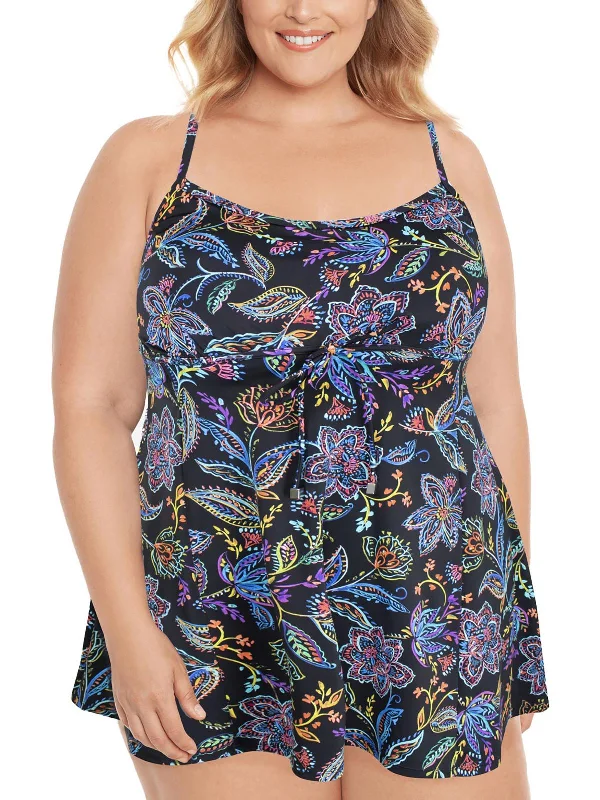 Plus Womens Summer Printed One-Piece Swimsuit